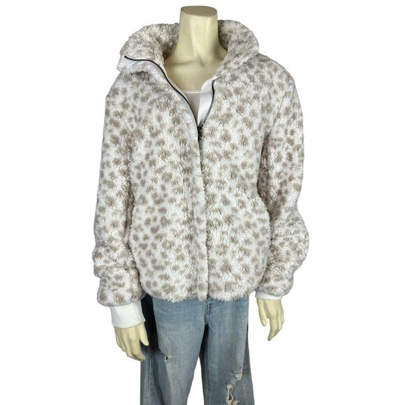 Thread & Supply Teddy Bear Coat Jacket Leopard Print Fluffy Cozy Soft S Small - Picture 1 of 9